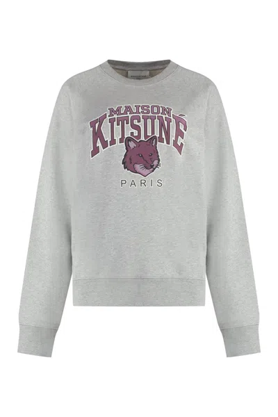 Maison Kitsuné Printed Cotton Sweatshirt In Grey