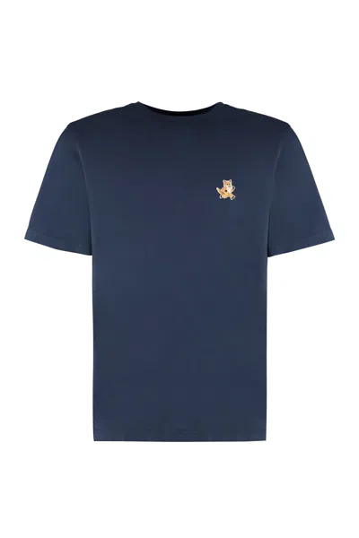 Maison Kitsuné Printed Cotton T-shirt In Blue