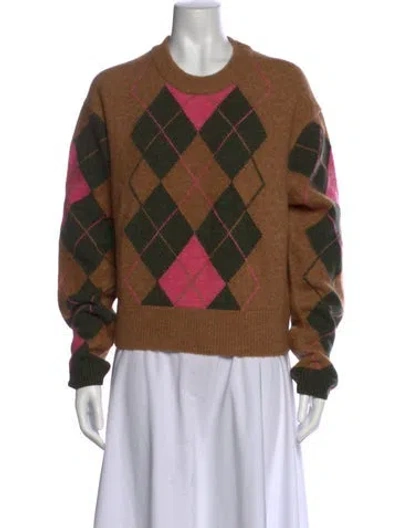 Pre-owned Maison Kitsuné Printed Crew Neck Sweater In Brown