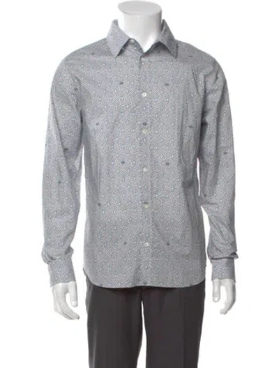 Pre-owned Maison Kitsuné Printed Long Sleeve Dress Shirt In Gray