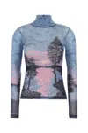 Maison Kitsuné Maison Kitsune Printed Nylon Top In Greyblue