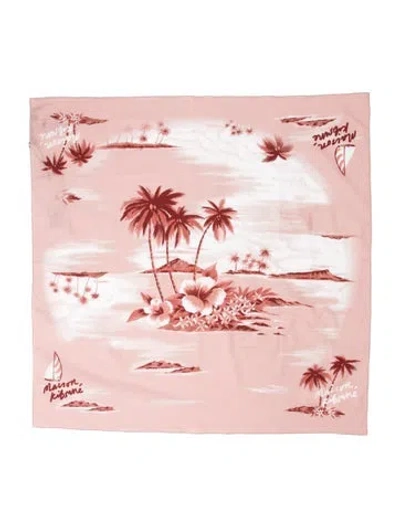 Pre-owned Maison Kitsuné Printed Scarf W/ Tags In Pink