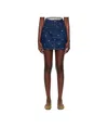 Maison Kitsuné Blue Laser-printed Denim Miniskirt In Blue
