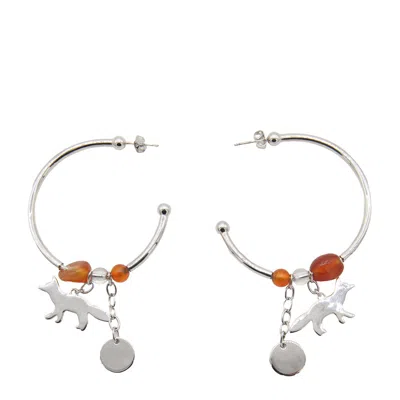 Maison Kitsuné Woman Earrings Silver Size - Brass In Multi