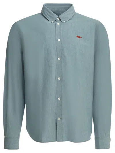Maison Kitsuné "profile Fox" Casual Shirt In Blue