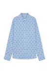 Maison Kitsuné Light Blue Casual Cotton Shirt With Print In Light Blue Green