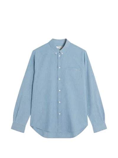 Maison Kitsuné Profile Fox Regular Fit Chambray Shirt In Blue