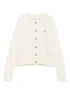 Maison Kitsuné Wool Cardigan With Crew Neck And Long Sleeves In Neutral
