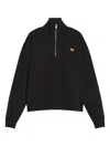 Maison Kitsuné Profile Fox-embroidered Half-zip Sweatshirt In Black