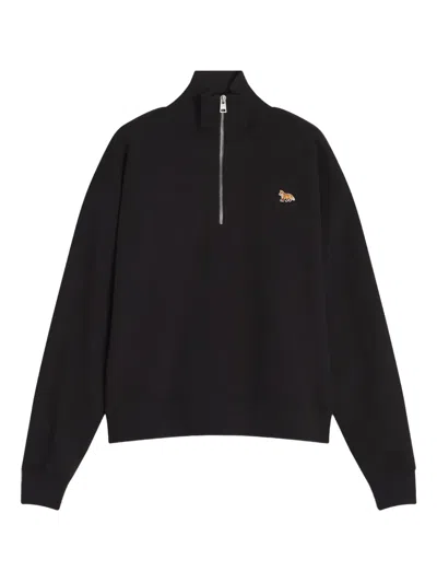 MAISON KITSUNÉ PROFILE FOX-EMBROIDERED HALF-ZIP SWEATSHIRT