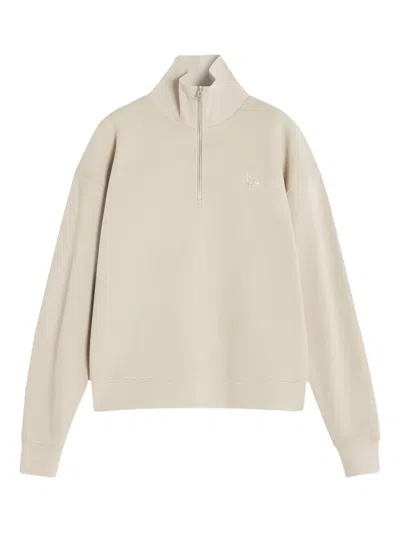 MAISON KITSUNÉ PROFILE FOX-EMBROIDERED HALF-ZIP SWEATSHIRT