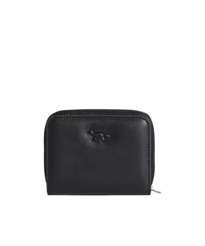 Maison Kitsuné Profile Fox Zipped Wallet In Black
