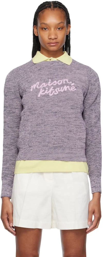 Maison Kitsuné Purple Handwriting Sweater In H502 Lilac Melange
