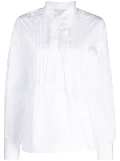 Maison Kitsuné Pussy-bow Cotton Shirt In White