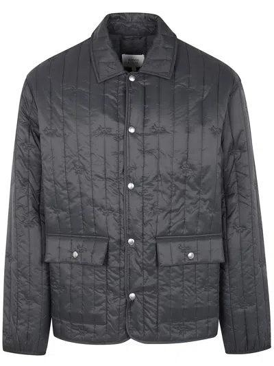 Maison Kitsuné Quilted Blouson Embroidered Detail In Gray