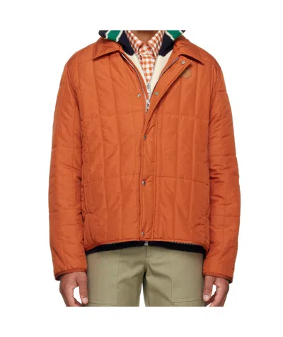 Maison Kitsuné Quilted Cotton Jacket In Brown