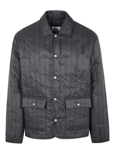 Maison Kitsuné Quilted Blouson Embroidered Detail In Grey