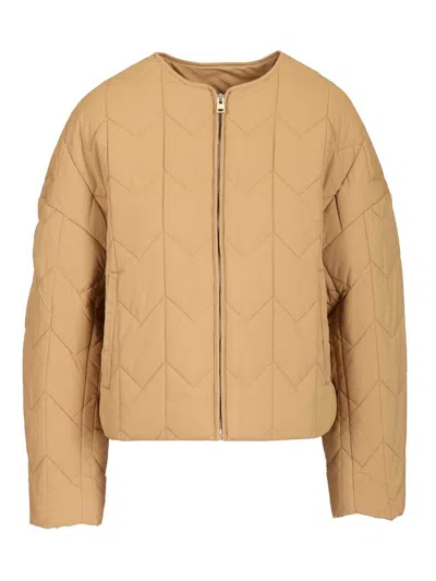 Maison Kitsuné Quilted Jacket Knitwear Brown