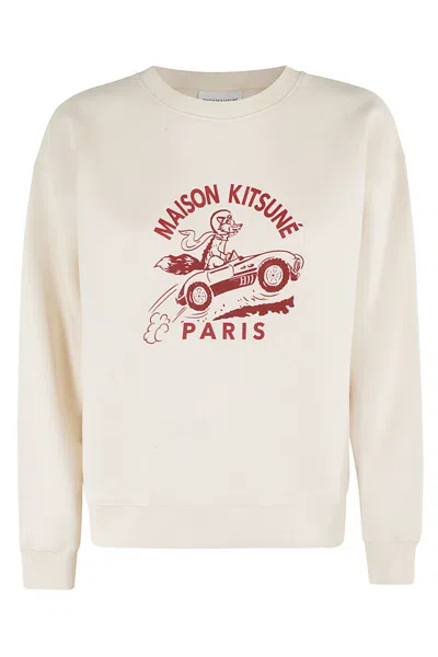 Maison Kitsuné Racing Fox Comfort Sweatshirt In White