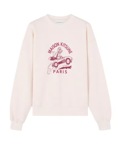 Maison Kitsuné Racing Fox Pattern Hoodie In Pink