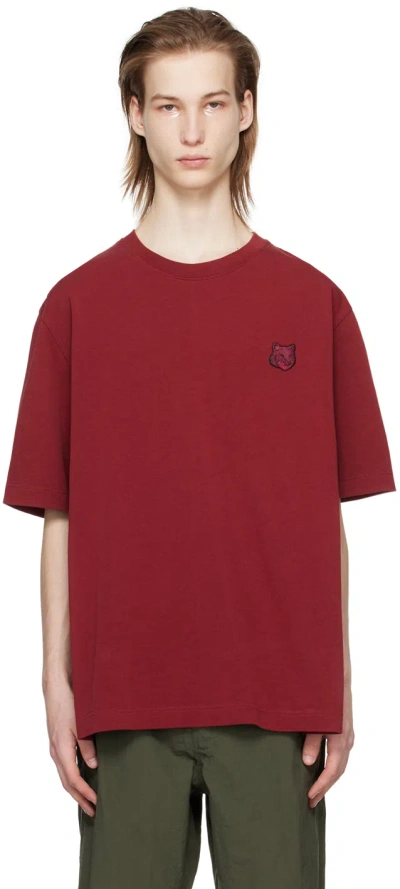 Maison Kitsuné Red Bold Fox Head T-shirt In P656 Sundown Red