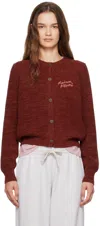 Maison Kitsuné Red Handwriting Cardigan In 0017 Redwood/sierra