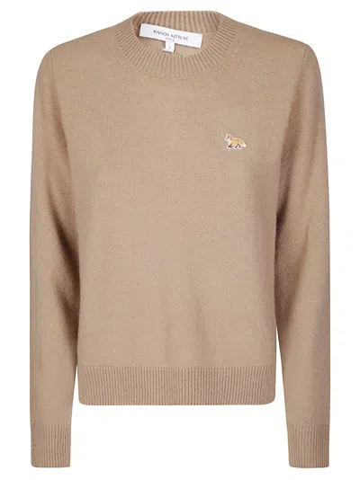 Maison Kitsuné Regular Fit Baby Fox Lambswool Jumper In Brown