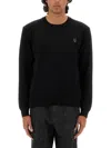 Maison Kitsuné Fox Patch Jersey With Classic Crew Neckline In Black