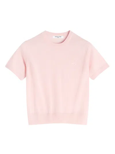 MAISON KITSUNÉ REGULAR SHORT SLEEVE SWEATER WITH FOX BABY PATCH