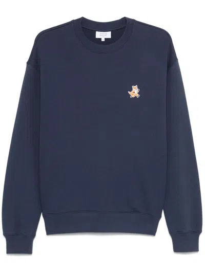 Maison Kitsuné Relaxed Fit Crewneck Sweatshirt In Blue
