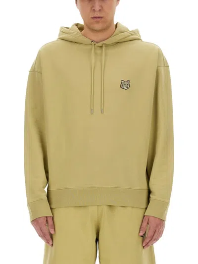 Maison Kitsuné Relaxed Fit Hoodie With Embroidered Logo In Neutrals