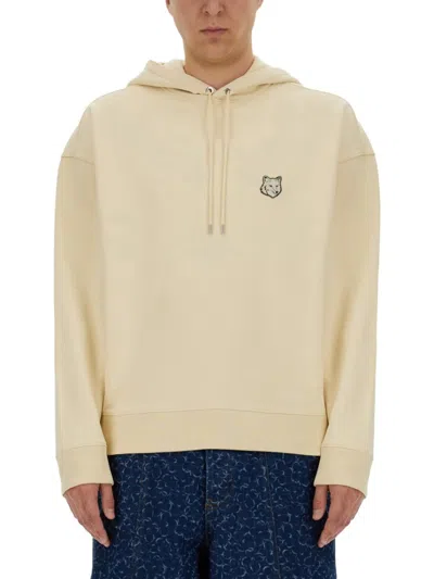 Maison Kitsuné Bold Fox Head Patch Oversize Hoodie In Beige