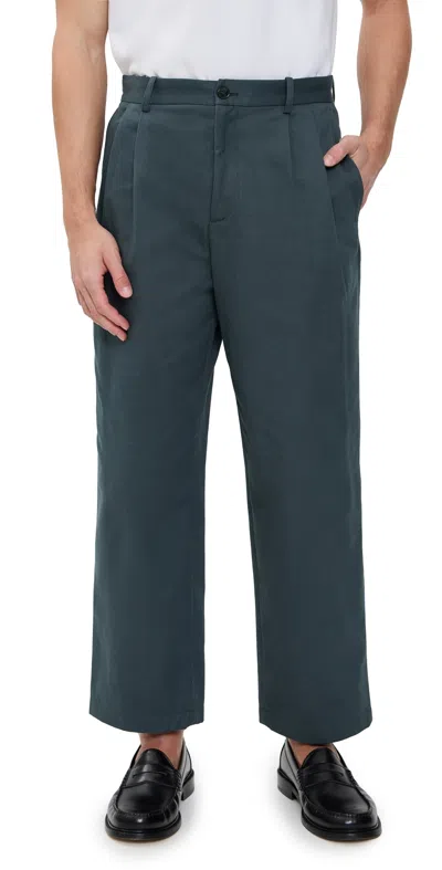 Maison Kitsuné Relaxed Pleated Pants Charcoal In Gray