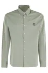 Maison Kitsuné Pointed Collar Relaxed Shirt With Distinctive Fox Patch In Green