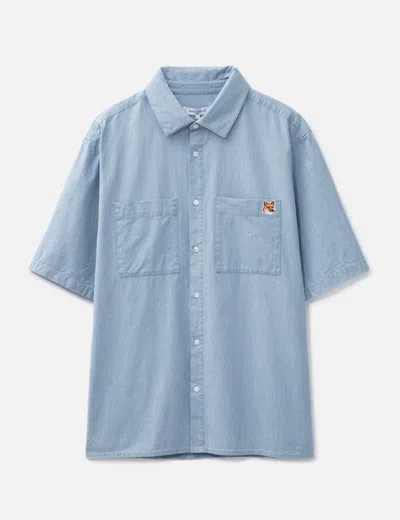 Maison Kitsuné Relaxed Short Sleeve Shirt In Blue
