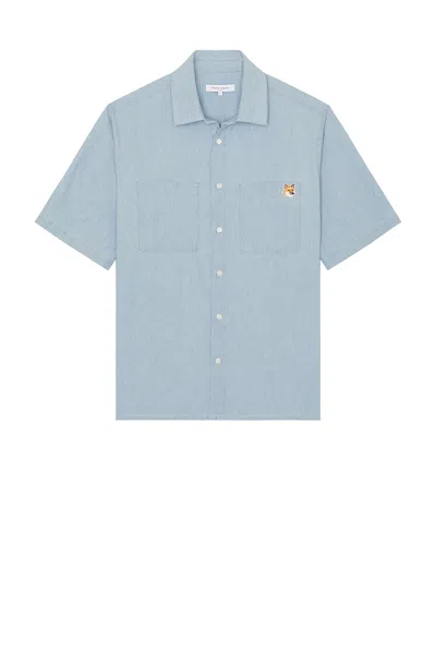 Maison Kitsuné Relaxed Short Sleeve Shirt In Indigo