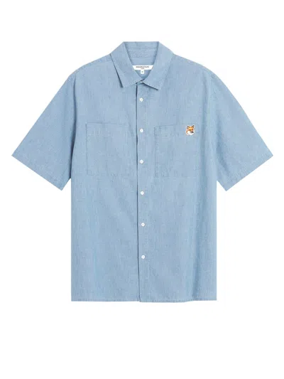 Maison Kitsuné Relaxed Short Sleeved Shirt In Blue