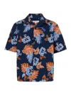 MAISON KITSUNÉ BLUE SHIRT WITH SHORT SLEEVES IN COTTON MAN