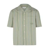 Maison Kitsuné Striped Short Sleeved Resort Shirt In Green