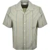 Maison Kitsuné Striped Short Sleeved Resort Shirt
