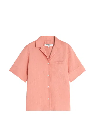 Maison Kitsuné Resort Striped Short-sleeve Shirt In Pink