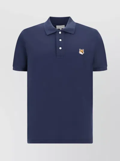 MAISON KITSUNÉ RIBBED COLLAR COTTON POLO SHIRT