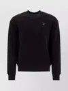 Maison Kitsuné Ribbed Crew Neck Sweater With Long Sleeves In Black