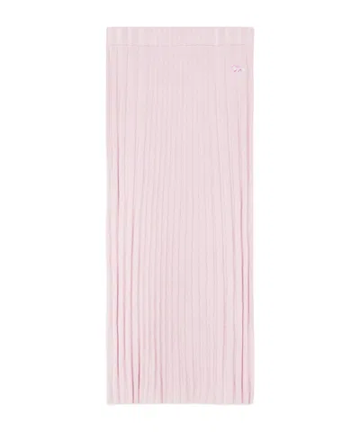 Maison Kitsuné Ribbed-knit Midi Skirt In Pink