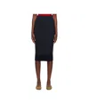 Maison Kitsuné Navy Baby Fox Patch Ribbed Midi Skirt In Navy Blue