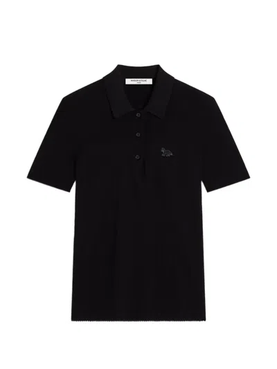 Maison Kitsuné 골지 로고 폴로 셔츠 In Black