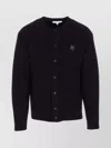 Maison Kitsuné Fox Head Wool Ribbed Cardigan Clothing In Gray