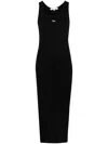 Maison Kitsuné Black Baby Fox Ribbed Tank Midi Dress In Black