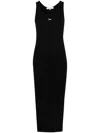 Maison Kitsuné Black Baby Fox Ribbed Tank Midi Dress In Black