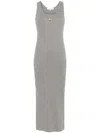 Maison Kitsuné Fox-motif Ribbed Midi Dress In Grey